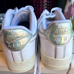 White Air Force ones. Unisex